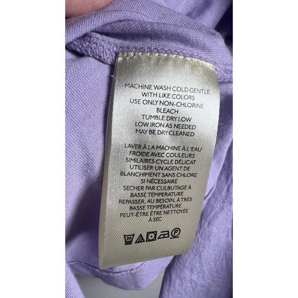 Maeve Anthropologie Ruffle-Sleeve Tee Blouse Top Solid Ribbed Lavender Sz M - Picture 9 of 11